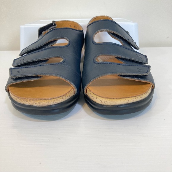 Drew Barefoot Freedom Bonita Navy Leather Sz 6 Womens Sandals Adj. Straps - Picture 3 of 9